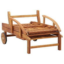 Festnight Lettino Prendisole Pieghevole Reclinabile in Legno Massello di Acacia/Sedie a Sdraio con Cuscino e 2 Ruote 200 x 68 x 30-83 cm