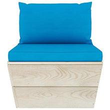 SKM Set Divani da Giardino su Pallet 7 pz con Cuscini Legno Abete (125.7kg) Blu-3580