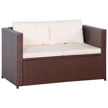 Tidyard Set Salottino a 4 Posti in PE Rattan, Divano con Cuscini e Tavolino, 120 x 67 x 67 cm, Marrone