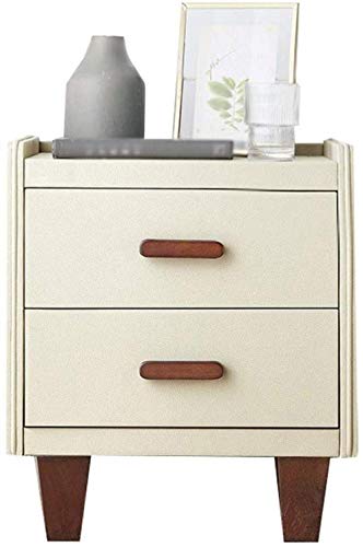 Armadietti Comodino Comodino Piedi in Legno massello Pelle Artificiale 2 cassetti Tavolino da Camera da Letto di Grande capacità (Colore: B, Dimensioni: 40X40X47)