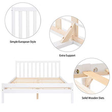 Letto matrimoniale con struttura in legno, 1,5 m di lunghezza, con finitura bianca, con piattaforma in legno massiccio, per adulti, bambini, ragazzi, ragazzi, bianco