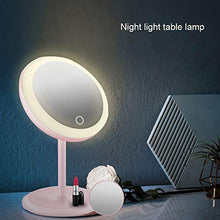 Specchio Trucco da Tavolo a LED, Lente d'Ingrandimento a LED, Ricarica USB, Rotazione di 90 °, dimmer Continuo, ingrandimento 5 Volte