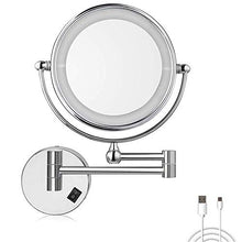 Specchi da Barba a Parete, ingrandimento 10X, per Superficie Girevole Hotel Vanity Two con Finitura cromata USB Ricaricabile