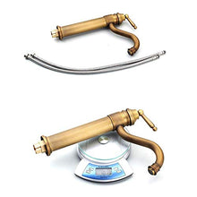 HYY-YY - Rubinetto antico per lavabo con miscelatore rotante in ottone massiccio monovasca, lavabo, lavandino con tubi caldi e freddi