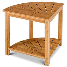 QWET Sgabello da Bagno in bambù, Salva Spazio per Organizzare Sgabello per Bambini in Legno, Adatto per Bagno, Passaggio D'Ingresso, Balcone, con Tappetino,15.7 * 15.7 * 16.9inch