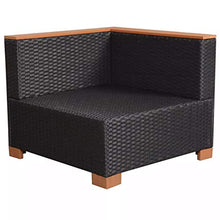 Divano Angolare da Giardino 69.5 x 69.5 x 57.5 cm Divano da Giardino in Polyrattan con 2 Cuscini di Seduta e 2 Cuscini per Lo Schienale -Nero e Marrone