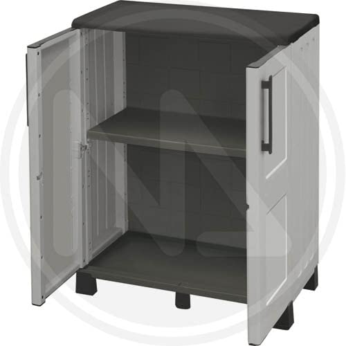 Armadio 2 Ante Basso in Resina cm37x68x90H - Made in Italy - con Ripiani