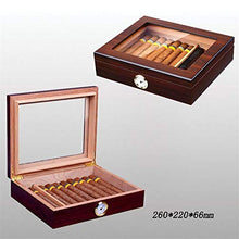 WAWAYU Portasigari, Legno di Cedro umidificatore Portatile con Copertura in Vetro, Opaca Vernice Cigar Box