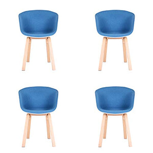 T0t0ro un set di 2/4 accogliente sedia da bagno, poltrona, cucina/soggiorno/balcone sedia con gambe in legno massello di faggio, stile nordico, confortevole cuscino spugna schienale e sedile (4, blu)