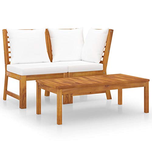 Tidyard Set Divani Modulari da Giardino a 2 Posti in Legno Massello di Acacia con Tavolino,Divano Modulare da Giardino in Legno,Divano da Esterno in Legno,Divano in Legno,Divano Giardino 2 Posti