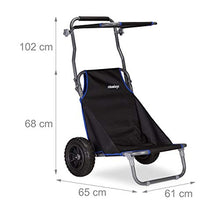 Relaxdays Carrello da Spiaggia Pieghevole, Sedia con Parasole, Ruote Gomma Piena, Carrellino 100 kg per la Sabbia, Nero, 1 pz