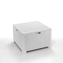 BICA Storage Table Rattan Tavolino Porta Cuscini, Bianco