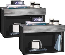 elb Due Comodini Design sospesi o a Terra. Frontali in 12 Colori a Scelta. Anche con con luci a LED. Modello Giga (avola Antracite)