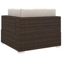 vidaXL Poltrona Modulare ad Angolo 1 pz con Cuscini Foderati Lavabili Leggera Elegante Arredi Esterno Divano in Polyrattan Marrone Telaio Acciaio
