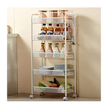 LYM &ripiano di stoccaggio Scaffalature Home Soggiorno Camera da Letto Cucina Ripiani Scaffali 5 Strati Carrello Portapacchi Bianco Scaffale di Finitura