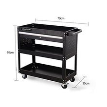 WangQ Rack Merci - Riparazione Auto Scaffale Mobile Strumento di Riparazione Parti di Ricambio Carrello Carrello a 3 Strati Multifunzione carrellino Cucina (Color : Black, Size : 70 * 35 * 76cm)