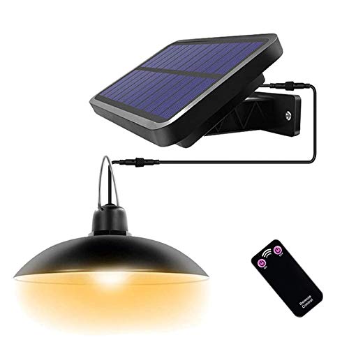 ENCOFT Lampadario Solare Esterno con Telecomando Lampada a Sospensione 16 LED Impermeabile IP65 Illuminazione Solare Separabile 3M per Giardino Balcone Campeggio, Luce Bianco Caldo 3500K Nero