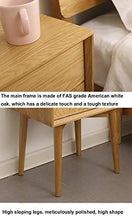 Comodino in Legno Massello, Comodino 2 Cassetti, Tavolo Laterale Divano, Mobili da Camera da Letto in Rovere Bianco Storage E Custodia da Comodino