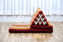 Leewadee Materasso Pieghevole a Tre segmenti: Comodo Tappeto con Cuscino Triangolare in Eco-kapok Fatto a Mano, Materasso thailandese, 170 x 53 cm, Rosso Verde
