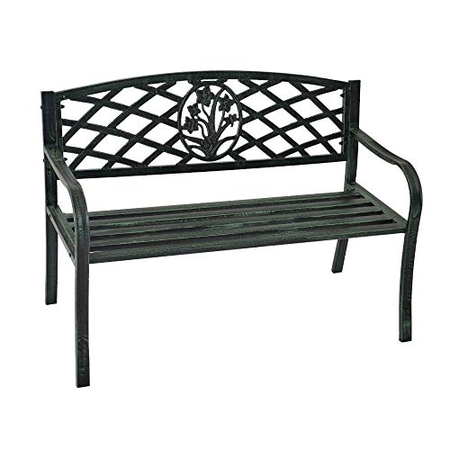 Panchina in Metallo a 2 posti con Design Antico Verde - Panchina da Giardino Jamel