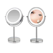 BD.Y Specchi per Trucco 17 LED Specchio di cortesia a Specchio 10X Specchio cosmetico Regolabile da 7 Pollici con Specchio cosmetico a Doppia Faccia