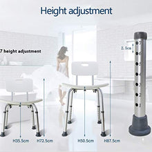 Sgabelli Mobili da Bagno Bagno con Schienale in Alluminio Sedia Doccia Senior Bagno Donna Incinta Doccia Sedia Antiscivolo Altezza Regolabile capacità di Carico 130kg