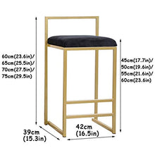 YUBINSgabello Da Bar，Schienale Sgabello Da Bar Bar Stool morbido velluto sedile Bar Chair completa Backed sedia da pranzo, cucina abitabile sedia contatore for Ristorante |Pub |Caffè negozio di metall