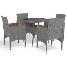 SKM Set Mobili da Pranzo da Giardino 5 pz Grigio Polyrattan Acacia (41.64kg)