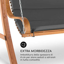 blumfeldt Tahiti Hollywood - Altalena da Giardino, 2 Posti: 110x90cm, Tettuccio Parasole, Imbottitura Spessa 4cm, Materiali: Poliestere, Telaio: Legno Massello di Larice Satinato, Legno/Grigio