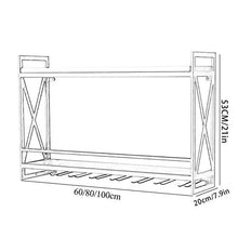 JHGJBJ Oro Metallo a Parete Vino Rack, Ferro battuto Stile Industrial Doppia Parete a Parete Supporto di Vetro di Vino, con Vino Attraverso Vetro (Size : 60cm)
