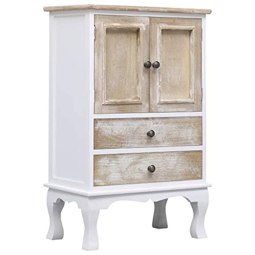 FAMIROSA Credenza con Cassetti Bianca 50x30x80 cm in Legno