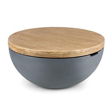 blumfeldt Blockhouse Lounge - Tavolo da Giardino, Basamento in Calcestruzzo, Piano in Legno, 80 x 40 cm (ØxA), Resistente a Intemperie, 2 vani di Presa per Trasporto, Estetica Realistica, Tondo