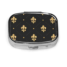 Pillola Box – Personalizzato Fiore Antico Modello Fleurdelys Pill Boxes, Portatile Rettangolare Metallo Argento Pillole Caso Compatto 2 Spazi Pillola Custodie per Viaggio/Tasca/Borsa