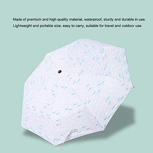 Ombrello da Pioggia Automatico a Tre Pieghe con Motivo a Pesci del Fumetto con Manico in Gomma Nera ABS