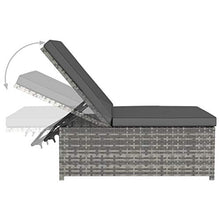 Tidyard Lettini Prendisole con Tavolo in Polyrattan, 2 pz Lettini da Giardino, Sedie a Sdraio da Giardino Grigio
