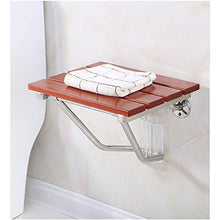 Sgabello da Parete Rosso Scuro, Sgabello per Doccia con Legno Anticorrosivo E Acciaio Inossidabile Sus304, Carico Massimo 250 kg, 38 × 33,8 × 29 Cm
