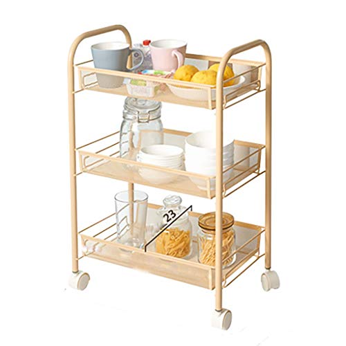 Multifunzionale Piano Mobile Piano Trolley Giallo Mensola a Tre Strati Grande capacità di archiviazione Adatto a Bagno Camera da Letto Soggiorno Cucina Balcone