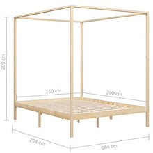 SKM Giroletto a Baldacchino in Legno Massello di Pino 160x200 cm