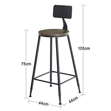 Sedia da Pranzo Sgabelli Alti  Sgabelli da bar quadrato / rotondo / in legno massello / seduta in pelle PU con schienale e gamba in ferro artistico, sedia da bar senza braccioli (altezza: 75 cm)
