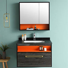ZoSiP Set di Mobiletti Specchio e Lavabo Simple Bagno Cabinet Set da Parete Bagno in Legno Cabinet Rock Plate Basin Vanity Specchio per Lo Specchio (Color : Orange, Size : 50x80x51.5cm)