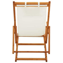 Wakects Sedia a Sdraio in Legno Pieghevole, Sedia Sdraio Reclinabile per Esterni, Poltrona Relax per Giardino Piscina e Spiaggia, Crema