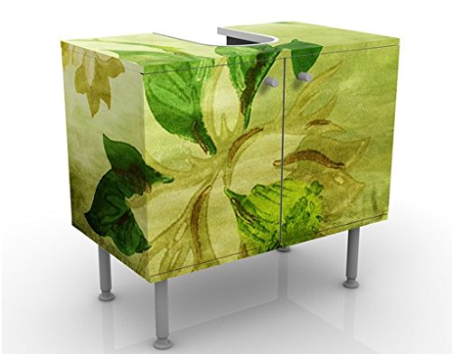 Apalis Design Vanity Green Blossoms 60x55x35cm, Piccolo, 60cm di Larghezza, Regolabile, lavabo, mobiletto da Bagno, Mobile di Base, Bagno, Stretto, Piatto