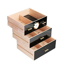 Yaeele. Cigar Box, Cigar Humidor, Piano vernice trasparente tetto apribile grande capacità di Tre-Strato Mellow Cedar idratazione di sicurezza, Cigar Humidor e Accessori for sigari for i fumatori, ner