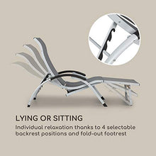 blumfeldt Sunnyvale - Sedia a Sdraio da Giardino, Lounger, Schienale con 4 Regolazioni, Poggiapiedi Pieghevole, Superficie: 174 x 51 cm, Materiale Idrorepellente, PVC/Poliestere, Grigio