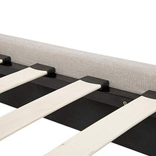 Beliani Letto Imbottito Tessuto Beige Senza testiera Rete a doghe 90 x 200 cm Roanne