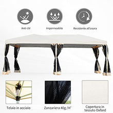 Outsunny Gazebo da Giardino Pieghevole con Zanzariere Impermeabile Borsa da Trasporto Montaggio Facile Polietilene 3x6m Beige