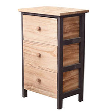 Rebecca Mobili Comodino Industrial, cassettiera 3 cassetti, Marrone Nero, Legno Paulownia, Camera Bagno - Misure: 56 x 35 x 25 cm (HxLxP) - Art. RE4546