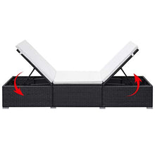 Tidyard- Lettino Prendisole, Sedie a Sdraio da Giardino in Polirattan 195x60x31 cm Nero e Bianco