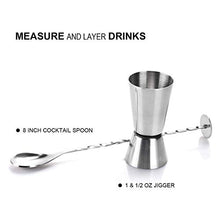 EPNT Set Barista Cocktail Shaker 3 Pezzi Set Bar in Acciaio Inossidabile con Shaker Cocktail Bar Doppio Jigger E Cucchiaio per Casa Bar Feste E Viaggi
