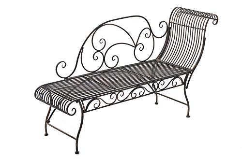 CLP Panchina da Giardino Karma in Metallo I Chaise Longue in Ferro I Panca Relax con Spalliera in Stile Rustico Romantico, Colore:Bronzo